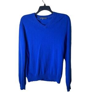 Vintage QI New York 100% Cashmere Sweater Men's Size XL Long Sleeves V-Neck Top